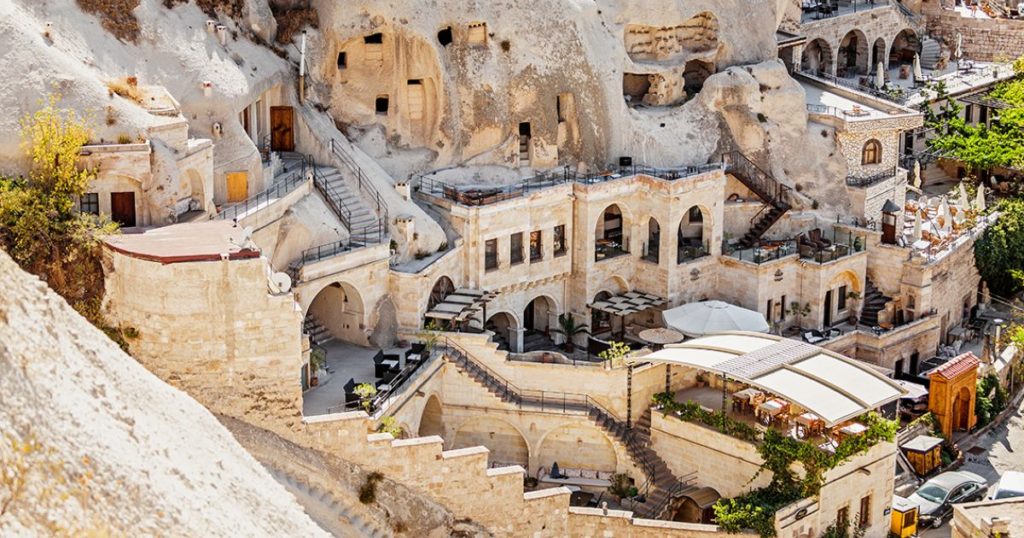 cappadocia's authentic cave hotels in this picture can be visited by best service tour packages